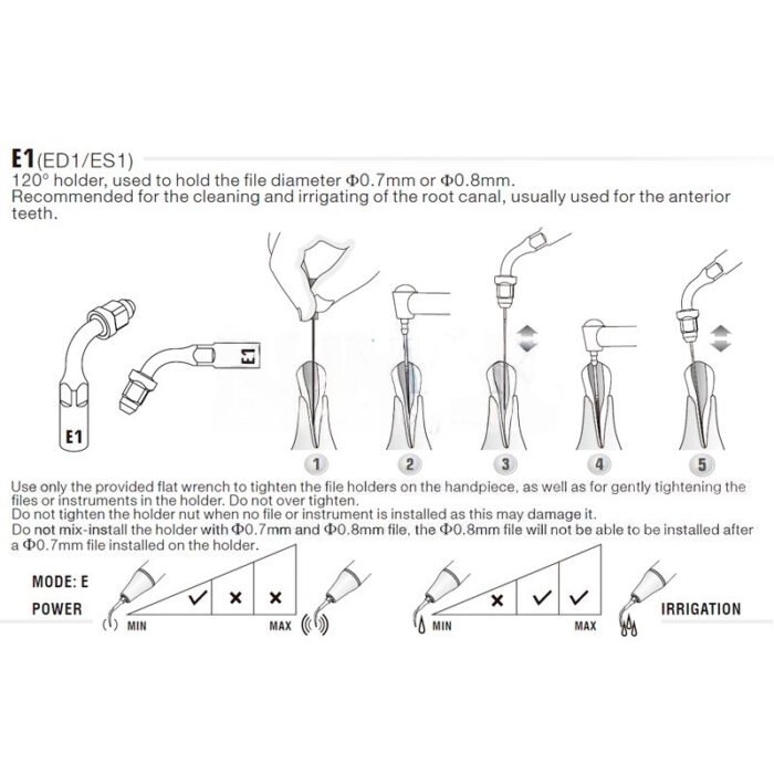 esquema-punta-e1-ems-compatibles-woodpecker-28-e1-marca Endochuck Ultraschallspitze Woodpecker ES1 kompatibel SIRONA, Endo – Bild 2