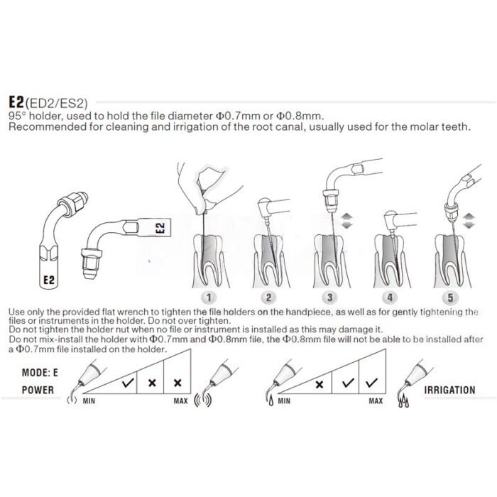 esquema-punta-e2-ems-compatibles-woodpecker-28-e2-marca Woodpecker ES2 Ultradźwiękowa końcówka Endochuck kompatybilna z SIRONA, Endo - obrazek 2