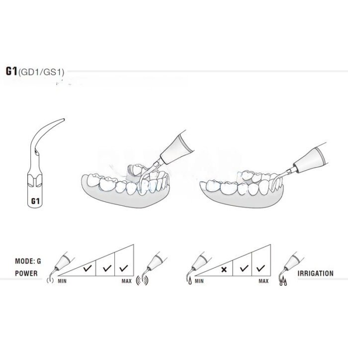 esquema-punta-g1-ems-compatibles-woodpecker-28-g1-marca Packung mit 5 Ultraschallspitzen Woodpecker G1, kompatibel mit EMS, Profi – Bild 3