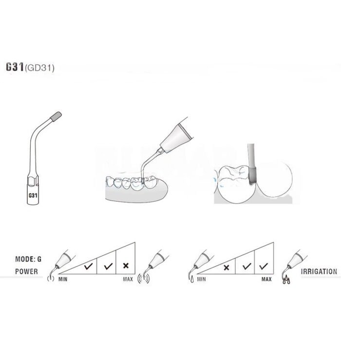 esquema-punta-gd31-satelec-compatibles-woodpecker-28-gd31-marca Woodpecker GD31 Ultraschallspitze kompatibel mit SATELEC, DIAMOND CARVING – Bild 2