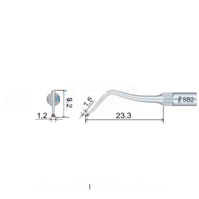 esquema-punta-sb2-ems-compatibles-woodpecker-28-sb2-marca-1 Kompatybilna z końcówką ultradźwiękową Woodpecker SB2 EMS, Ubytki, DIAMENT - obrazek 2