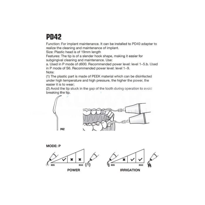 esquema-punta-woodpecker-implantes-28-pd42-marca Końcówka ultradźwiękowa Woodpecker PD42 Peek kompatybilna z Satelec, profilaktyka implantologiczna - obrazek 3