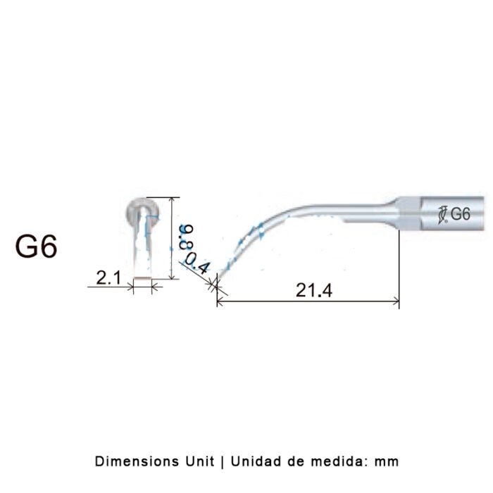 punta-woodpecker-dte-ems-28-g6-marca-2 Woodpecker G6 EMS compatible ultrasonic tip, Profi - Image 3
