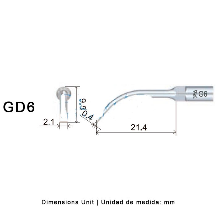 punta-woodpecker-dte-satelec-28-gd6-marca-2 Końcówka ultradźwiękowa Woodpecker GD6 kompatybilna z Satelec, Profi - obrazek 3