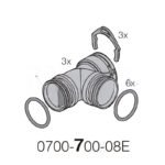 DürrConnect «T» 2 x macho / 1 x hembra, sifón (K), 3uds