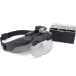 LUPAS BINOCOLARES CON VISERA LED Y 4 LENTES 1,2x-1,8x-2,5x3,5x